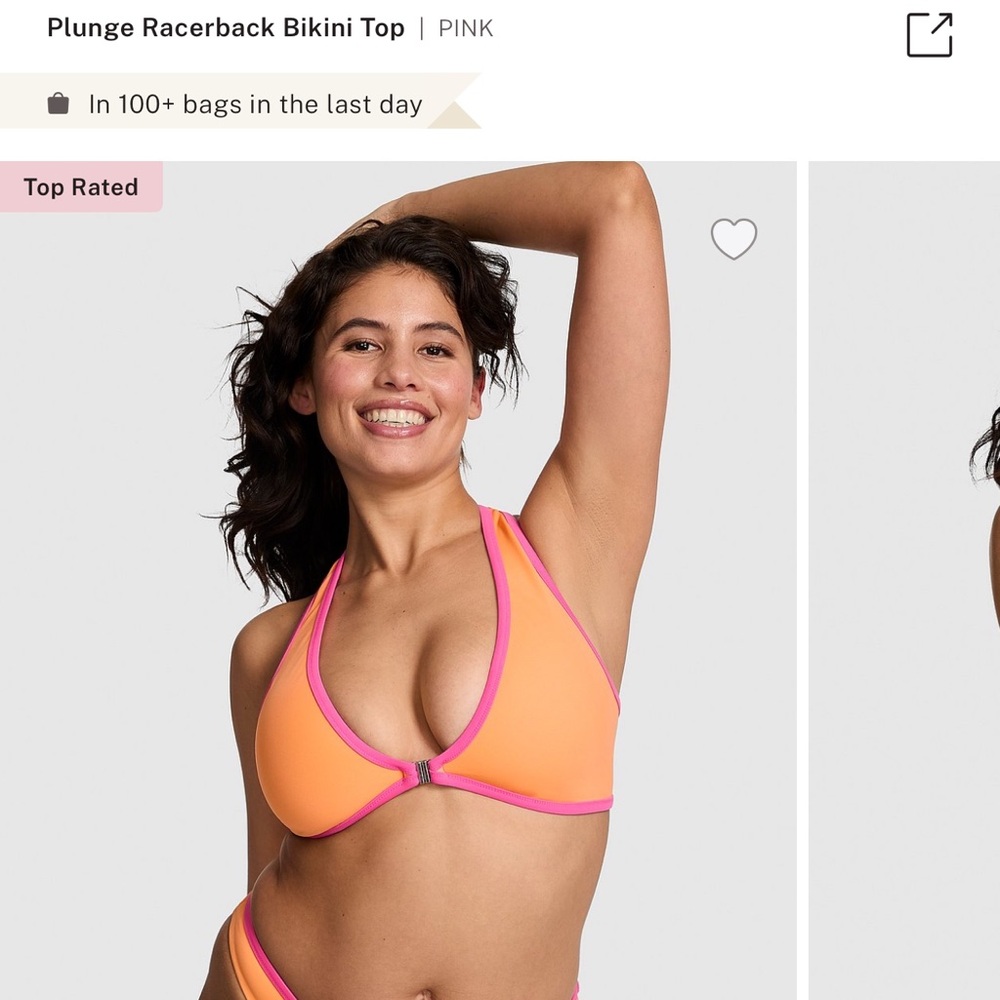 VS PINK PLUNGE RACERBACK BIKINI TOP/BRAZILIAN BOTTOMS SET XL NWT - Picture 11 of 12